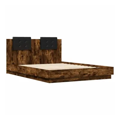 vidaXL Bed Frame & Headboard Smoked Oak 150x200 cm King Size Engineered Wood