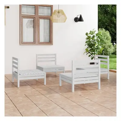 vidaXL Solid Pinewood Garden Lounge Set Piece White Outdoor Seating Sofa