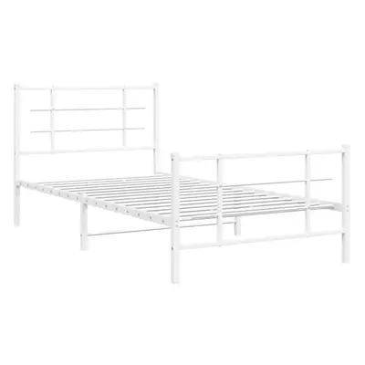 (white, x cm/with headboard & footboard) vidaXL Metal Bed Frame with Headboard Home Bed Base Bed