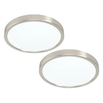 2 PACK Ceiling Light Satin Nickel 285mm Round Surface Mounted 20W LED 4000K