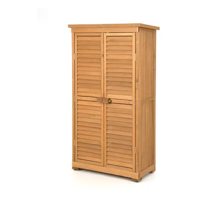 Wooden Storage Shed Solid Wood Garden Tool Cabinet Vertical Organizer