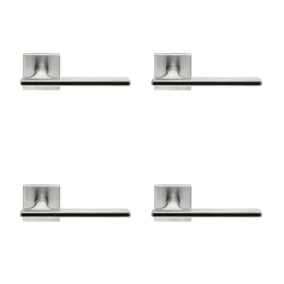 4x PAIR Slim T Bar Style Lever on Square Rose Concealed Fix Satin Chrome & Black