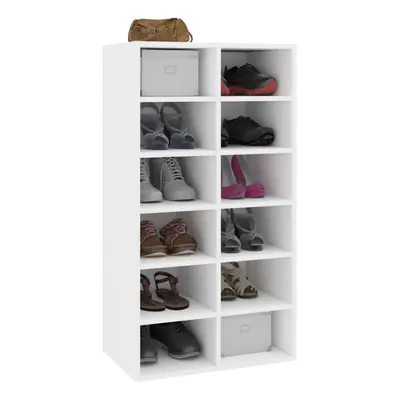 vidaXL Shoe Rack White Engineered Wood Hallway Entryway Shoe Organiser Cabinet