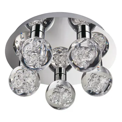 Flush Bathroom Ceiling Light IP44 Warm White LED Ball Lamp Modern Chrome Round