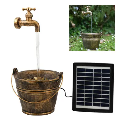 (SOLAR BUCKET TAP FOUNTAIN) GEEZY Solar LED Statues Home Decoration Outdoor Garden Water Feature