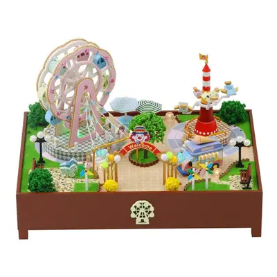 Ferris Wheel Amusement Park DIY 3D Hand-assembled Doll House Miniature Furniture Kit with LED Li