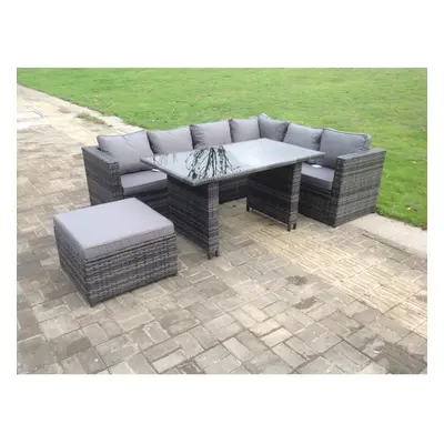 Fimous Seater Rattan Corner Sofa Set Garden Furniture Outdoor Stools