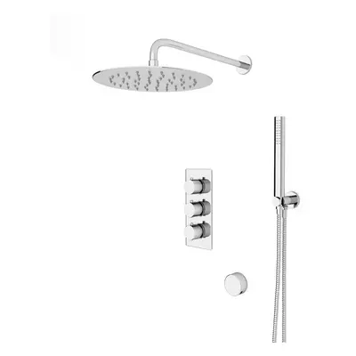 Nes Home Round Way Concealed Thermostatic Shower Mixer Valve, mm Shower Head, Handset, Bath Fill