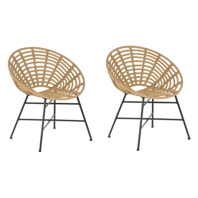 Set of Garden Chairs ACERRA PE Rattan Light Brown