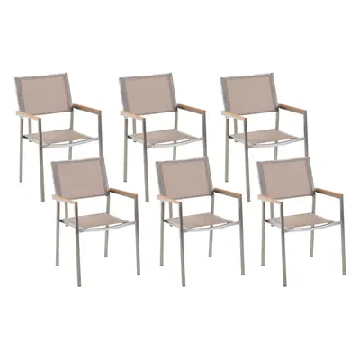 Set of Garden Chairs GROSSETO Stainless Steel Beige