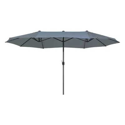 Double Canopy Garden Parasol 2.7 x 4.6 m Dark Grey SIBILLA