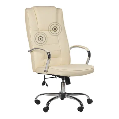 Massage Chair Faux Leather Beige GRANDEUR