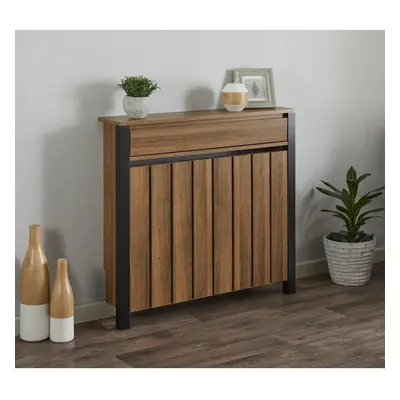 Vale Designs Storage Radiator Cover with Drawer - Wood and Black Small x 930mm