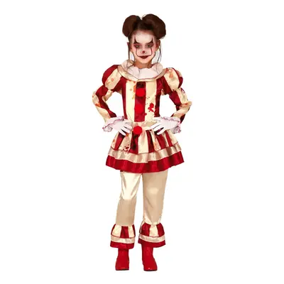 (5 to years (110-115 cm)) Terrifying red and white clown costume for girls