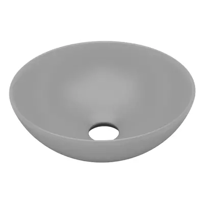 vidaXL Bathroom Sink Ceramic Light Grey Round Cloakroom Counter Top Wash Basin