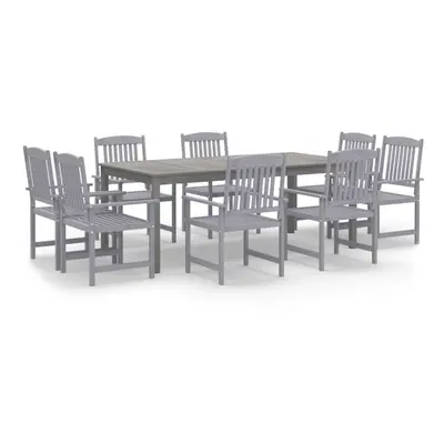 (8 piece) vidaXL Solid Wood Acacia Garden Dining Set Grey Wooden Table Chair 7/9 Piece