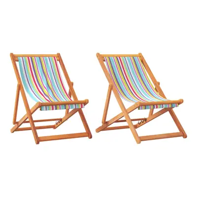 vidaXL Folding Beach Chairs Garden Chair Outdoor Chair 2pcs Multicolour Fabric