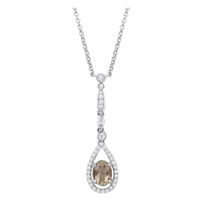 Jewelco London Ladies Rhodium Plated Sterling Silver Peach Oval Marquise CZ Tears of Joy Halo La