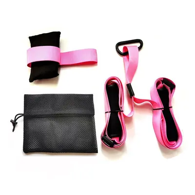 (Pink) Resistance Bands Set Hanging Belt for Training Yoga Fitness Exercise At Home Gyms Workout