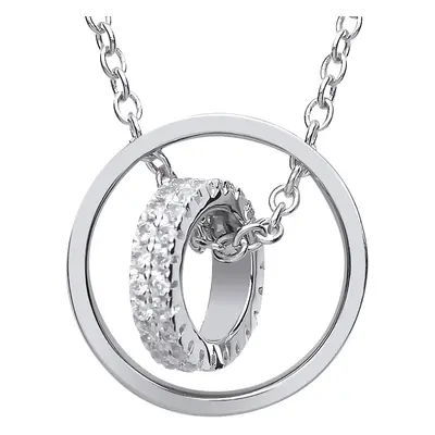 Jewelco London Ladies Sterling Silver Cubic Zirconia Halo Hoop Charm Necklace inch - GVK173