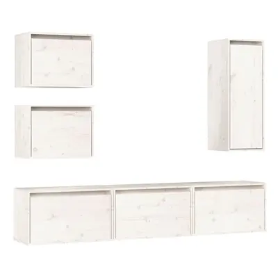 (white) vidaXL 6x Solid Wood Pine TV Cabinets Wall Mounted Furniture Multi Colours