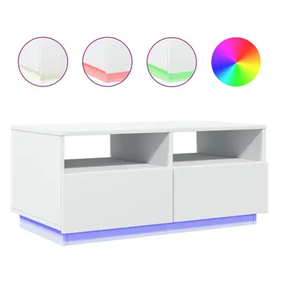 (white, x x cm) vidaXL Coffee Table with LED Lights Hallway Accent End Table Side Sofa Table