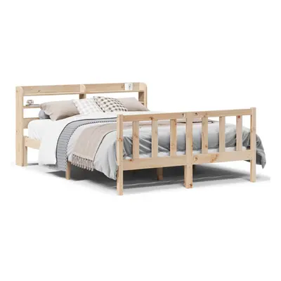 vidaXL Bed Frame with Headboard Bed 120x190 cm Small Double Solid Wood Pine