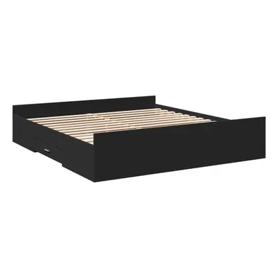 vidaXL Bed Frame with Drawers Black 180x200 cm Super King Engineered Wood