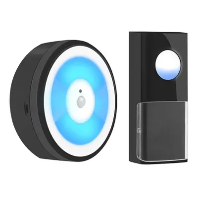 (Black, button+receiver) USB WIFI Smart Door Sensor Night Light IP55 Waterproof Wireless Doorbel