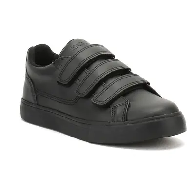 (UK 6) Kickers Youth Black Leather Tovni Trip Trainers