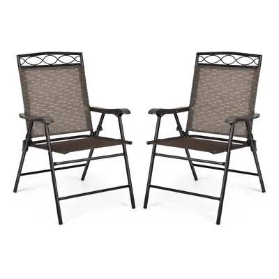 Set of Patio Folding Chairs Sling Chairs Armchair Dining Chair Set