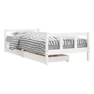 (white, x cm) vidaXL Kids Bed Frame Wooden Bedstead Bed Base with Drawers Solid Wood Pine