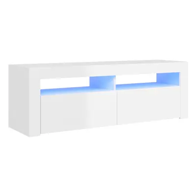 vidaXL TV Cabinet with LED Lights High Gloss White Hifi Stand Stereo Cabinet