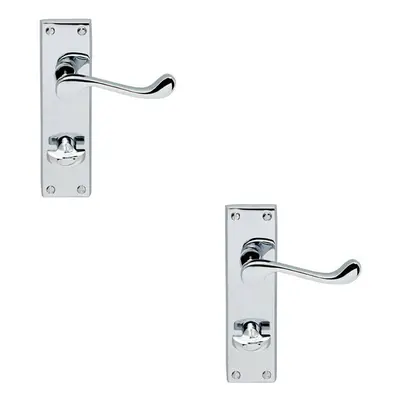 2x PAIR Victorian Scroll Lever on Bathroom Backplate x 41mm Polished Chrome