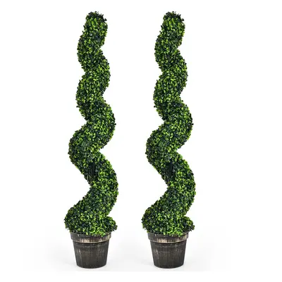 Set of Artificial Spiral Boxwood Topiary Tree Faux Decorative Plants