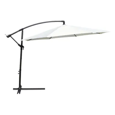 (Cream) KCT 3.5m Large Garden and Patio Cantilever Parasol