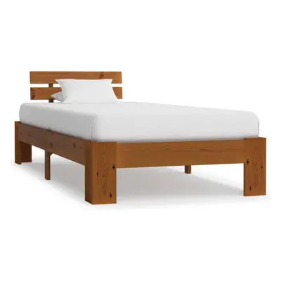 vidaXL Solid Pine Wood Bed Frame Honey Brown 90x200cm Single Bed Furniture