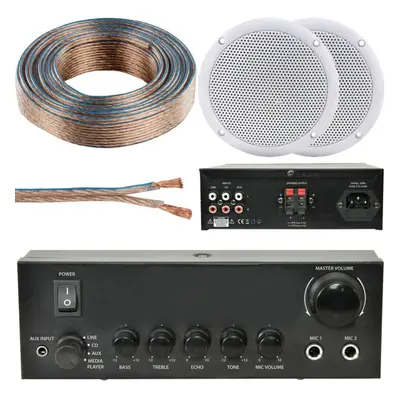 110W Stereo Amplifier System Kit 2x Waterproof Bathroom Kitchen Ceiling Speakers