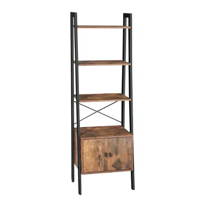 VASAGLE Ladder Shelf, Bookshelf with Cupboard, Living Room Shelf, Shelves, Stable Iron Frame, Be