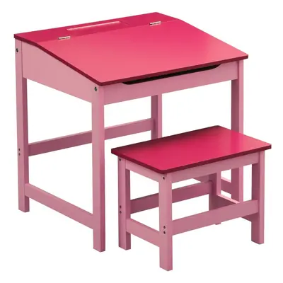 Children'S Desk And Stool Pink Sturdy MDF Suitable For Kids Room