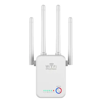 (White, US Plug) 300M WiFi Repeater 2.4G 300Mbps Wireless Signal Booster Amplifier US/EU Plug Su