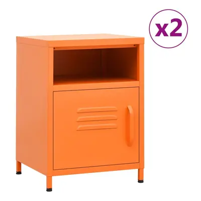 (orange, 2) vidaXL 1/2x Nightstand Steel Bedside Bed Side Storage Cabinet Multi Colours