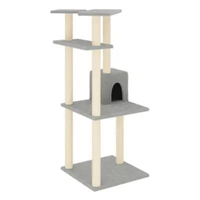 (light grey) vidaXL Cat Tree with Sisal Scratching Posts Cat Scratch Tower Climber Dark Grey