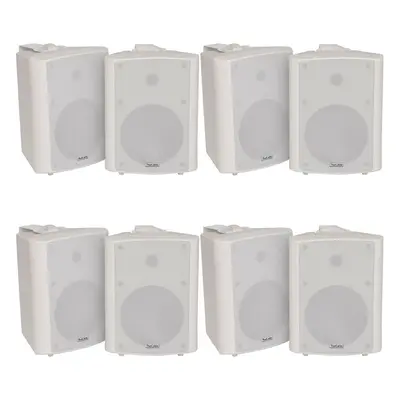 8x 90W White Wall Mounted Stereo Speakers 5.25" 8Ohm Quality Home Audio Music