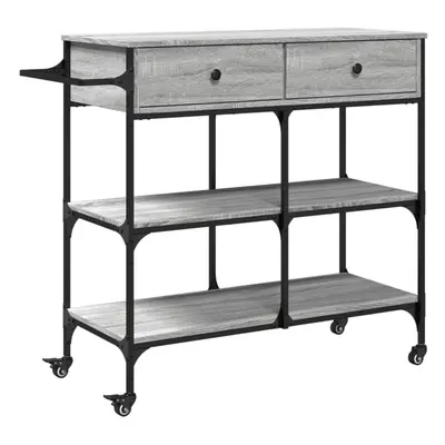 vidaXL Kitchen Trolley Rolling Cart Storage Cart Grey Sonoma Engineered Wood