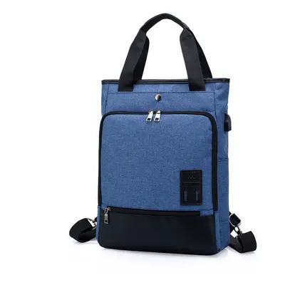 (Blue) 35L Large Capacity Backpack USB Charging Fashion Outdoors Travel Laptop Bag