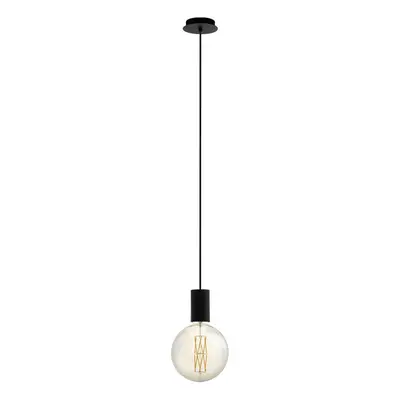 Pendant Ceiling Light Colour Black Single Shade Long Length Cable E27 1x40W