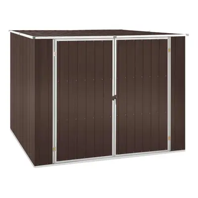 vidaXL Garden Shed Brown cm Galvanised Steel Storage Tool House Carport