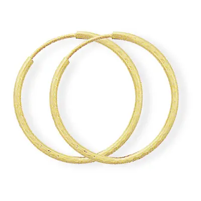 Jewelco London Ladies 9ct Yellow Gold 0.75mm Diamond-cut Sleeper Hoop Earrings - 22mm - SENR0293