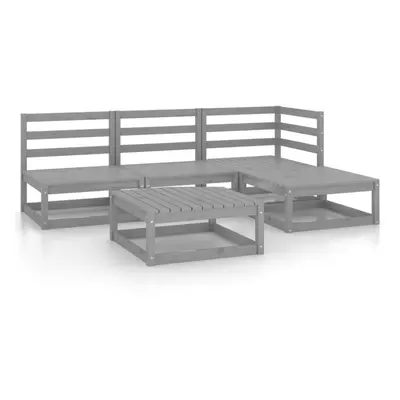 vidaXL Solid Pinewood Garden Lounge Set Piece Grey Outdoor Seat Furniture